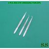 3 PCS IRIS EYE DRESSING SERRATED FORCEPS 4" STRAIGHT+CURVE