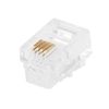Monoprice 6P4C RJ11 Modular Plugs - For Flat Solid/Stranded Cable, 1u, 2 Prongs, 50 Pack, Clear