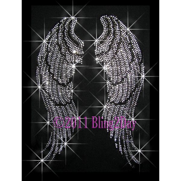 LARGE Angel Wings Rhinestone Iron on Transfer Bling Hot