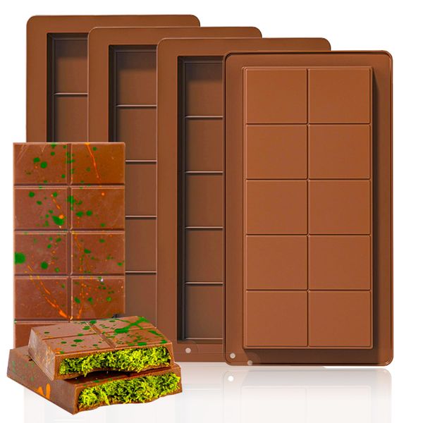 YeahBoom 4 Stück Schokoladenform Silikon Tief,Schokoladentafel Form,Silikonform Schokoladentafel,Tiefe Schokoladenform,Extra Tief Schokolade Form für Schokolade Praline Süßigkeiten