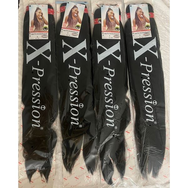 X-PRESSION COLOUR 2,4 PACKS XPRESSION 60”INCH PRE STRETCHED/PRE PULLED XPRESSION LAGOS BRAIDS XPRESSION 60” COLOUR 2 (Dark Brown)