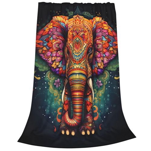 amepay Mandala Elephant Blanket Gifts for Adults Women Indian Elephant Corlorful Flannel Throw Blankets Soft Fuzzy Lightweight for Home Decor Couch Bed Sofa 50x40 Inches