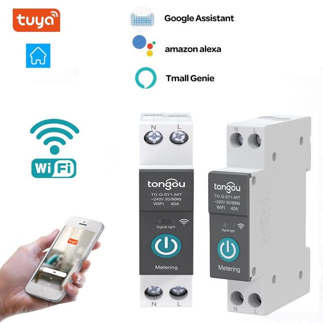 Tuya with metering wifi smart circuit breaker Switch 1P 63A DIN Rail smart  home