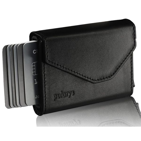 Pularys Compact Wallet, Mini Wallet, Mini Wallet, Men’s RAVEN RFID Wallet, black