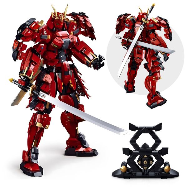 HIGH GODO Samurai Mech Warrior Model Building Sets, Double Swords Robot Building Blocks Toy Set, 923 Pieces Creative Collectible Gift for Adults Man Teens Boys 8+