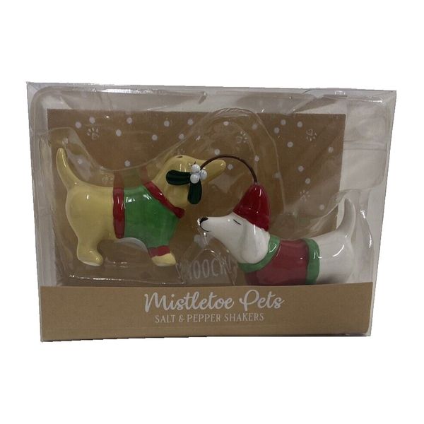 Dachshund  Mistletoe Pets Ceramic Salt and Pepper Shakers Grassland Roads