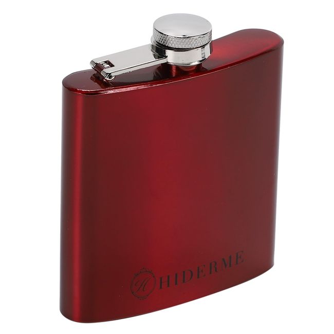 HIDERME Flask Flask Alcohol Portable Bottle Carrying Whisky Flask (6oz, Metal Red Logo Bottom)