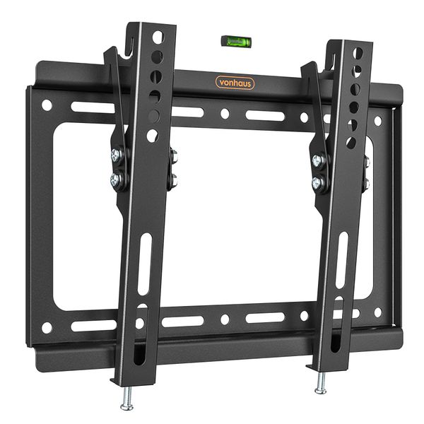 VonHaus TV Wall Bracket for 23-43" Screens, TV Bracket with Spirit Level, Flat to Wall Mount with Tilt, 35kg Capacity, Max VESA: 200x200mm