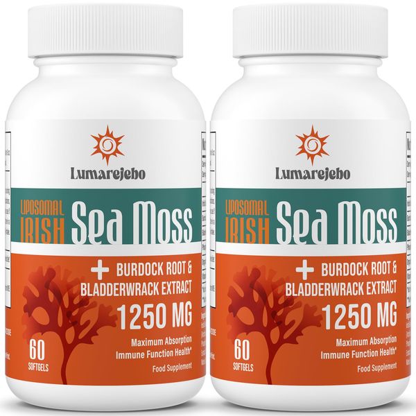 Liposomal Irish Sea Moss Softgels 30000mg, High Strength Wildcrafted Irish Seamoss Tablets with Bladderwrack and Burdock Root, 30:1 Extract Formula, for Immune System, 120 Softgels