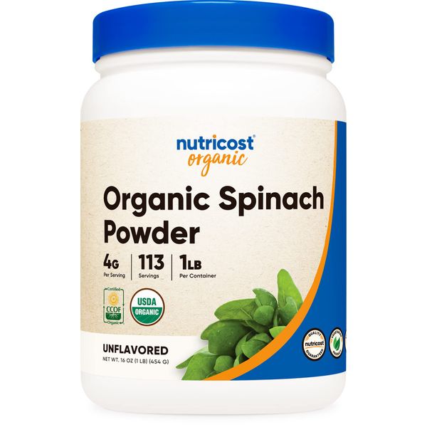 Nutricost Organic Spinach Powder 1LB - Pure, Gluten Free, Non-GMO, Certified Organic