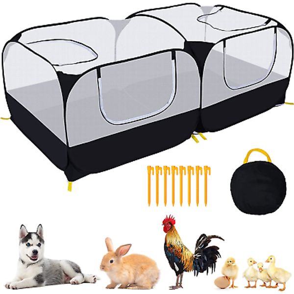 Small Animals Playpen,Pet Cage Tent Large Chicken Run Coop with Detachable