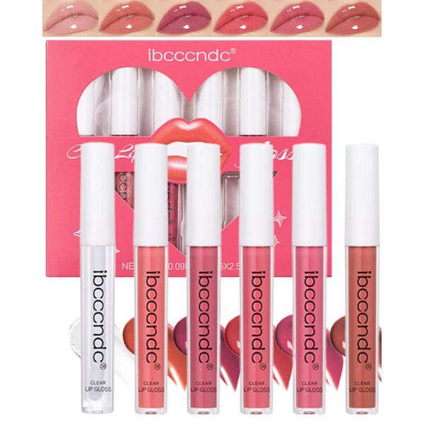 Hydrating Lip Glow Oil-6 Colors Tinted Plumping Lip Oil Gloss,Nourishing Clear Pink Red Shiny Glow Reviver Lip Care Oil,Long Lasting Non-sticky Transparent Toot Lip Glaze,Makeup Gift for Women-Set 01#