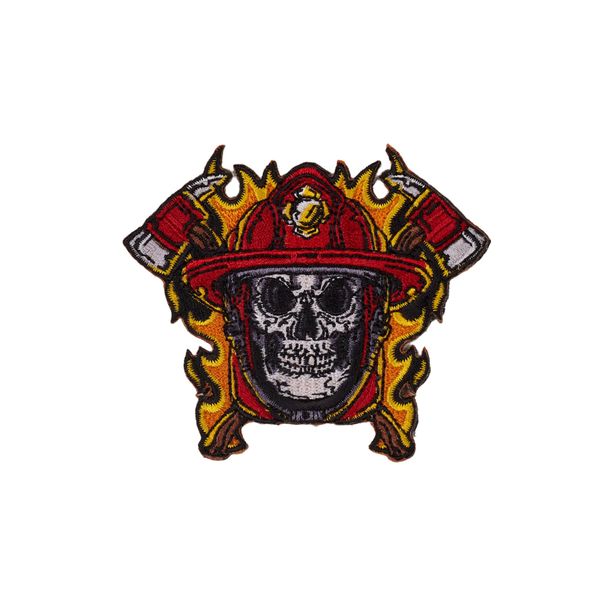 Rubber Patch with Velcro, Patch for Backpacks and Vests Cross Training and Gym (Fireman Skull)
