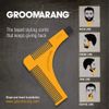 Beard Shaper GROOMARANG Beard Shaping Tool for Neckline, Cheek Line & Jaw Line - Features Beard Stencil, Double Ended Beard Comb & Brush End