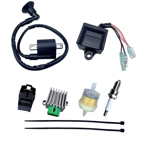 6 Pack Ignition Coil Kit Fits for Polaris Scrambler 50 90 2000-2003, for Predator 50 90 2003-2006,for Sportsman 50 90 2002-2003 with CDI Box Recifiter Fuel Filter Starter Solenoid Relay Spark Plug