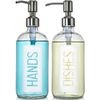 2pack 18oz Glass Soap Dispenser With Rustproof 304 Stainless Steel Pump Kitchen