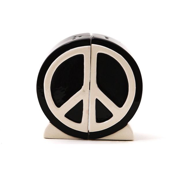 1 X Peace Sign Salt and Pepper Shaker Set: 1960's Icon Home Seasoning Device