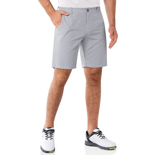 33,000ft Herren Golf Shorts UPF 50+ Stretch Shorts Leichte Schnelltrocknende 9" Bermuda Shorts Kurze Golfhose mit 3 Tee-Halter für Golfen Silbergrau 32