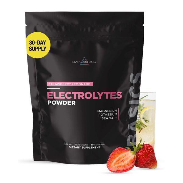 Livingood Daily Electrolyte Powder - Sugar-Free Electrolytes Powder - Hydration Drink Mix with Himalayan Pink Salt - Workout Recovery - Non-GMO, Vegan, Keto - 30 Servings, 7.1oz