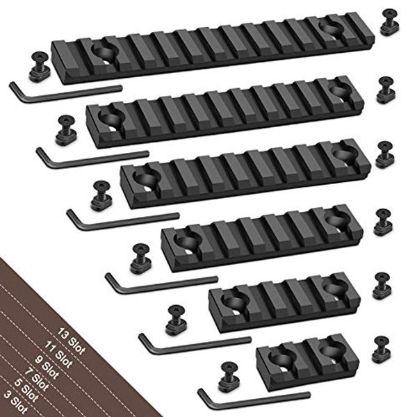 Bontok Picatinny Rail Set, 3-Slot 5-Slot 7-Slot 9-Slot 11-Slot 13-Slot Aluminum Picatinny Rails Section with 13 T-Nuts & 13 Screws & 6 Allen Wrench