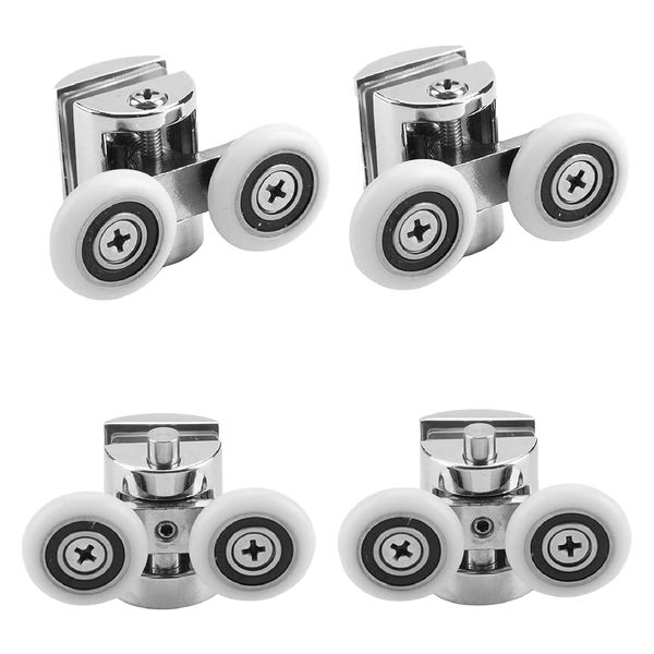 Holdfiturn 4Pcs 25mm Shower Door Wheel Rollers Zinc Alloy Shower Door Rollers Runners Fixing Pulleys Replacement Shower Door Fixing Wheels(2 Top +2Buttom)