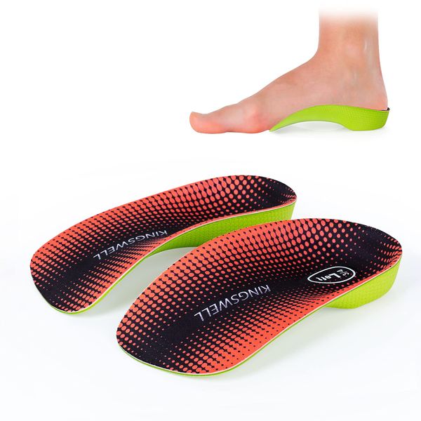 3/4 High Arch Support Insoles for Men/Women, Plantar Fasciitis Insoles, Orthotic Flat Feet, Over-Pronation | Relief Plantar Fasciitis, Heel Pain(Orange, S:Men 5-6/Women 6-7)