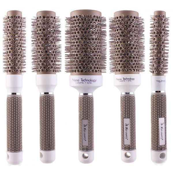 Ceramic Thermal Round Brush for Blow Drying, Curling and Styling, Set of 5 Sizes (1 Set = 5 Brushes in Different Sizes)