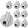 Dadabig 8 PCS Gas Hob Knobs, Stoves Cooker Knobs Cooker Knobs Silver Universal Metal Rotary Switch Control Knobs Replacement Accessories for Kitchen Cooker Gas Stove Oven Cooktop, 6mm