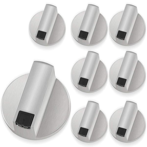 Dadabig 8 PCS Gas Hob Knobs, Stoves Cooker Knobs Cooker Knobs Silver Universal Metal Rotary Switch Control Knobs Replacement Accessories for Kitchen Cooker Gas Stove Oven Cooktop, 6mm