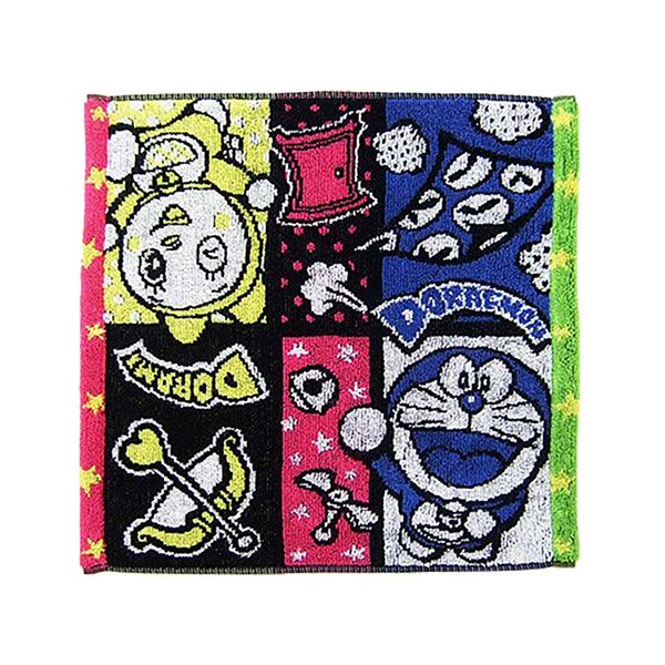 Kusuhashi Crest Woven Hand Towel, Exciting Pop Art, Doraemon, Mix, Approx. 13.4 x 13.4 inches (34 x 34 cm), A-88153-51