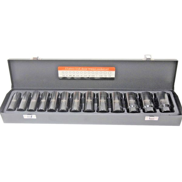 13 PC 1/2" Dr. Deep Impact Socket Set SAE 6-Pt 7/16" TO 1-1/4" 206413