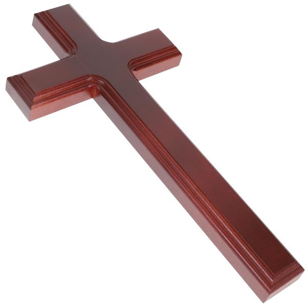 NUOBESTY Wooden Wall Hanging Christian 32cm Cross Worship Home Decor Trinket Decoration Tabletop Church Figurine Chapel Brown