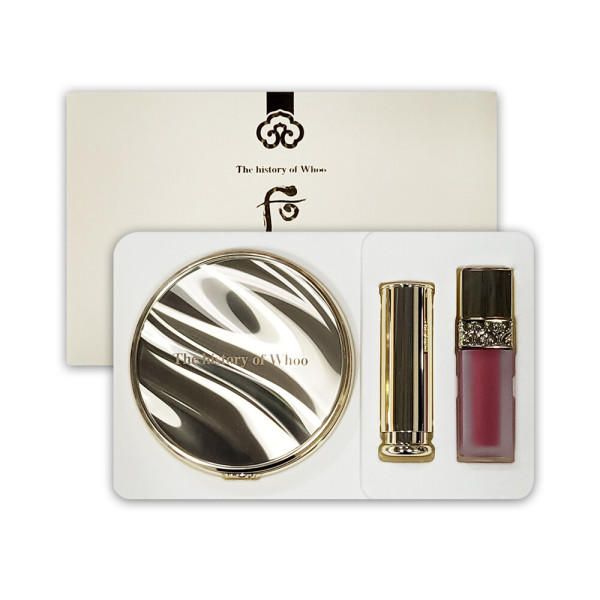 The Whoo Gongjinhyang Mi Luxury Glow Pressed Powder No. 1 Main Product + Gungjungdongan Lip Balm Lip Rouge