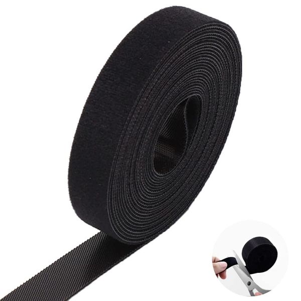 Velcro Band, Cable Ties Band, Cable Ties & Fasteners, Belt, Velcro, Cable Tie, Band, Tape, Super Long, Freely Cut, Repeated Use (Black - 4.0 x 3.9 ft (10 mm x 10 m)