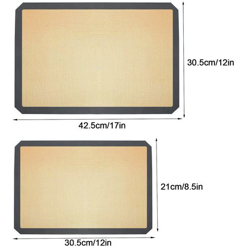 Haquno Silicone Set of 2 Non-Slip Washable Reusable Baking Tray, Heat-Resistant Cooking Bakeware Mat, BPA Free (Gray), Silica Gel, Grey