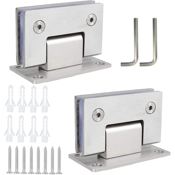 Acrux7 2Pcs Glass Shower Door Hinges 90 Degree Glass Door Hinges Heavy Duty Stainless Steel Frameless Cupboard Showcase Cabinet Clamp for for 8-12 mm(0.31-0.47 inch) Bathroom Gate