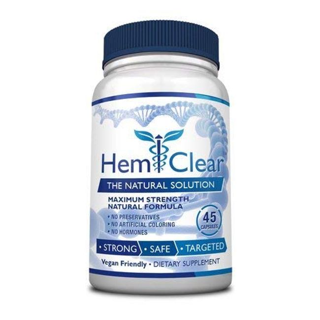 HemClear for Hemorrhoids - Vegan, 100% Natural Formula for Hemorrhoid Relief & Vascular Health - Maximum Strength 1 Bottle