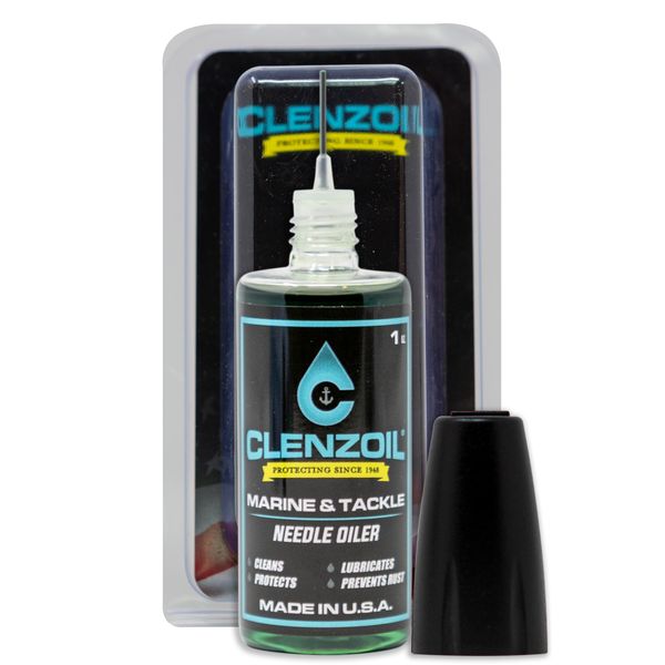 CLENZOIL Marine & Tackle 1 oz. Fishing Reel Oil & Bearing Lube w/Needle Oiler | One-Step Fishing Reel Lubricant & Protectant | Clean, Lube, & Protect Fishing Reels and Other Saltwater Fishing Gear