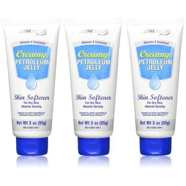 Creamy Petroleum Jelly Hand Cream for Dry, Rough Skin, 3 oz each (3 pack), Absorbs Quickly, Multi Pack, Softly Scented