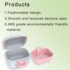 BVN Leak-Proof Denture Case, Denture Cup for Soaking Dentures, Retainer Cleaning Case (White+Pink)