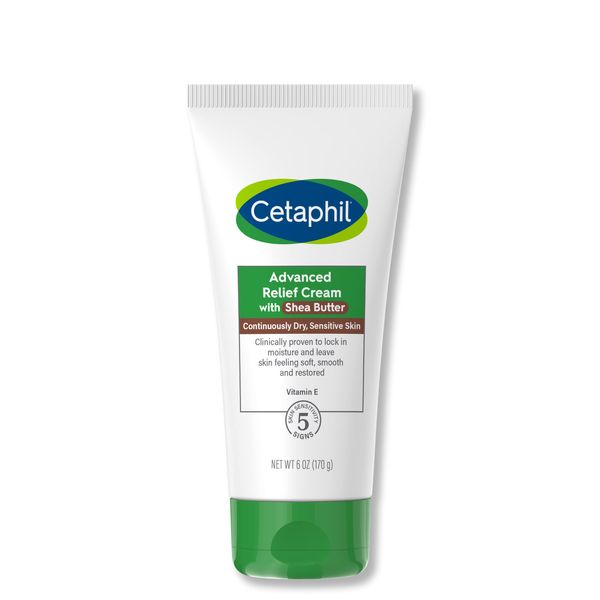 CETAPHIL Advanced Relief Cream with Shea Butter, 6 oz, For Continuously Dry, Sensitive Skin, 48 Hour Hydration, All Skin Tones & Types, Hypoallergenic, Fragrance Free