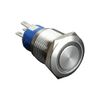 IP65 24V 22φ Blue LED Illumination Ring Alternate Push Switch Silver Body Waterproof