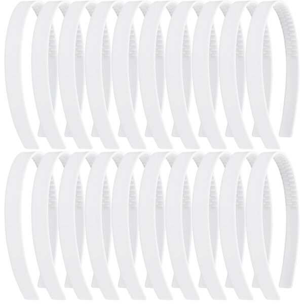 20 Pack 1.5CM Thin Hard White Plastic Headbands Skinny Plain Blank Hairband with Comb Grip Teeth Flexible Slim Hair Hoop Holder Clasp Tiara Crown Base Headpiece Crafting DIY Accessories Bulk for Women