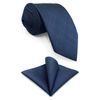 Shlax&Wing Business Neckties Mens Tie Solid Blue Classic Extra Long XL Set