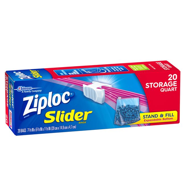 Ziploc, 20 Count, Gallon, Slider Storage Bag