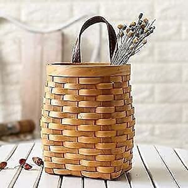 hanging wicker basket Hand-Woven Wood Storage Basket Portable Wall Hanging