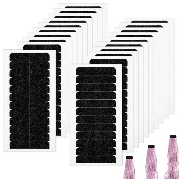 240 pcs Black Adhesive Tape No Residue Double-Sided Extension Tapes for Hair Extensions, Invisible Waterproof Wig Tape Tabs(Black)