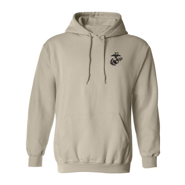 zerogravitee Marines Emblem left chest Adult Hooded Sweatshirt in Sand - XXXXX-Large