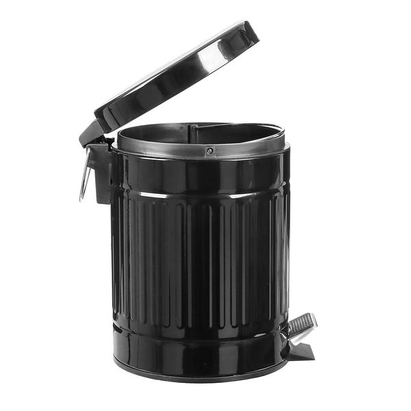 Round Step Pet Trash with Lid,Mini Metal Pedal Bin,Small Garbage Can Wastebas...