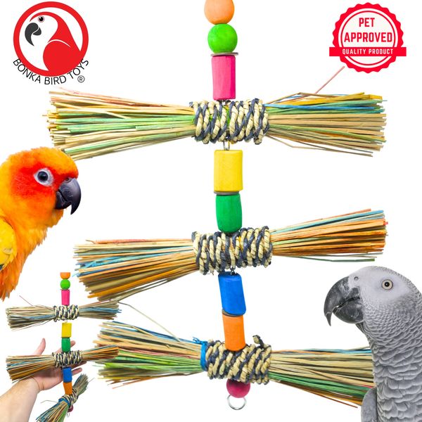 Bonka Bird Toys 2661 Straw Stepper Natural Chew Preen Peck Parrot Cage Toy Pet